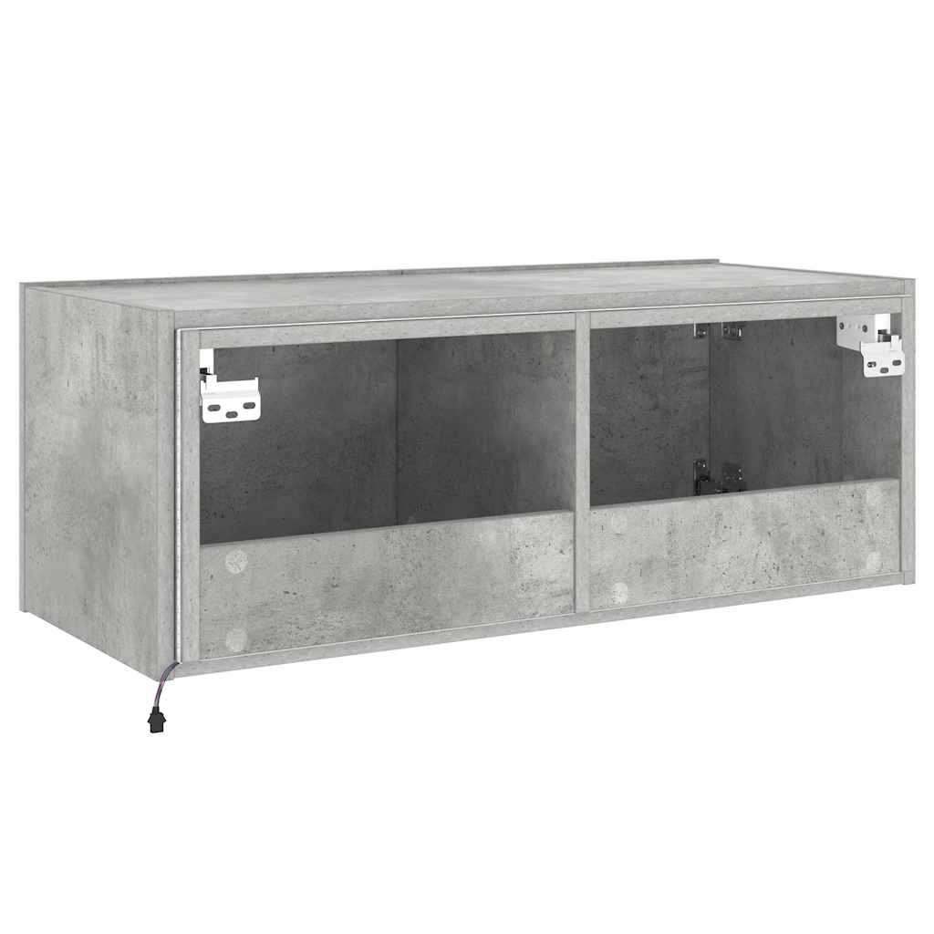 TV-Wandschrank mit LED-Leuchten Betongrau 80x35x31 cm