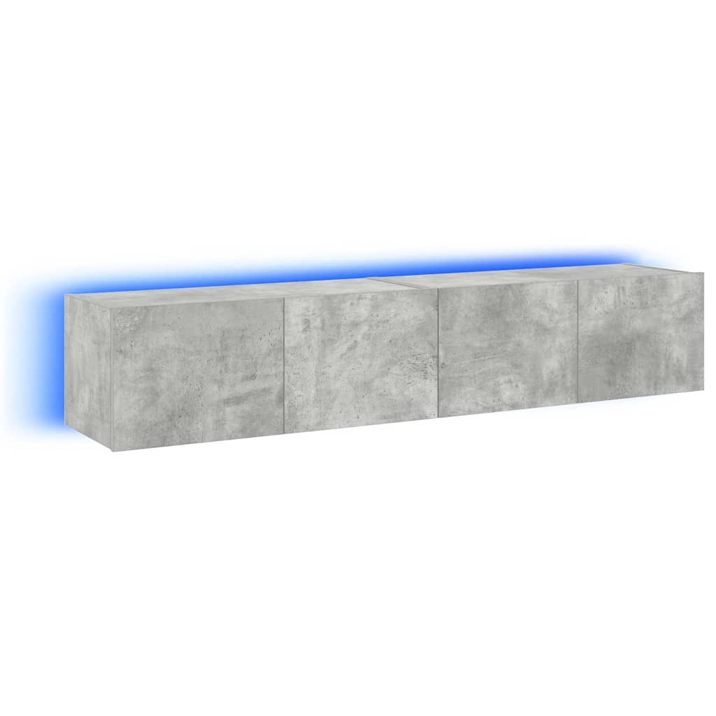TV-Wandschränke mit LED-Leuchten 2 Stk. Betongrau 80x35x31 cm