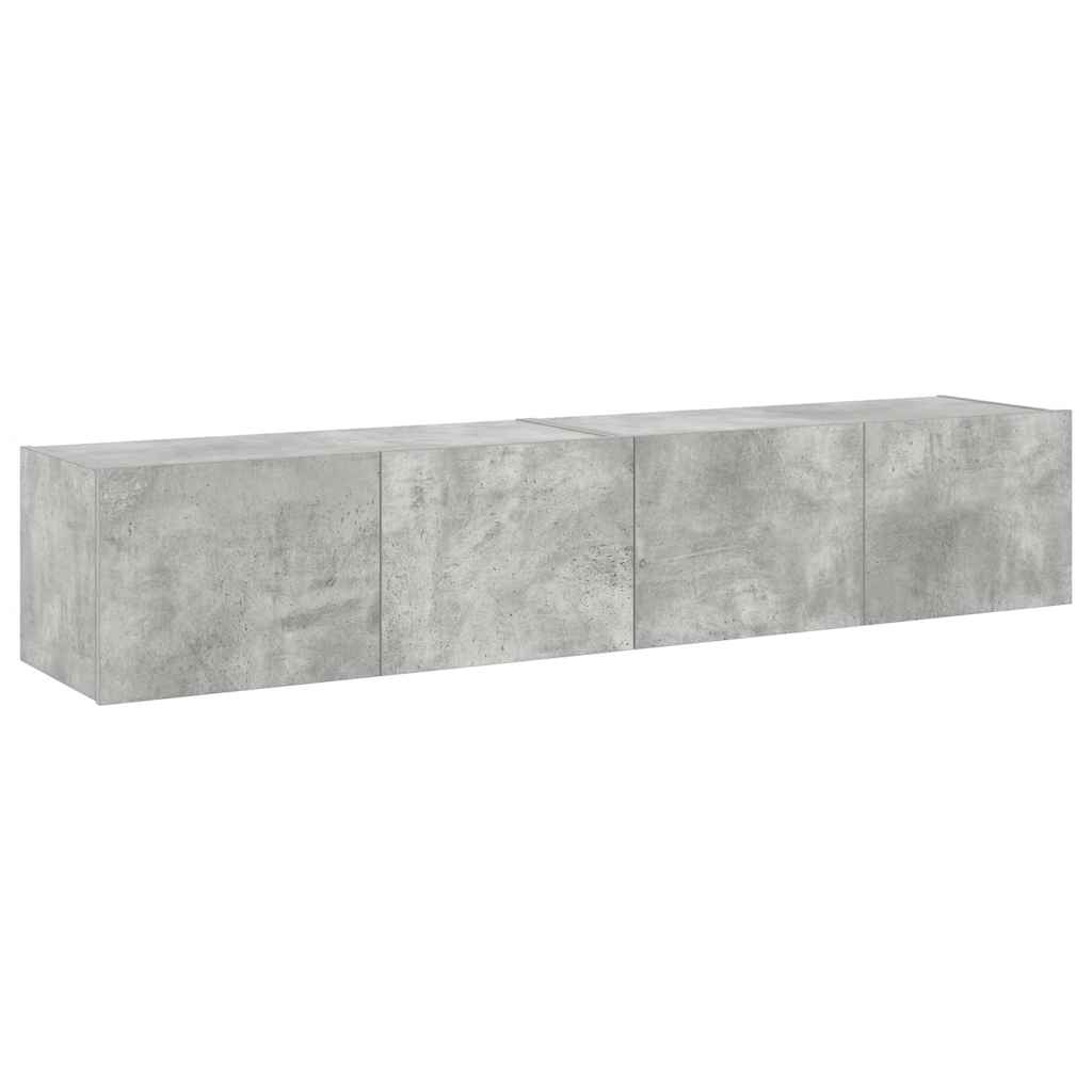 TV-Wandschränke mit LED-Leuchten 2 Stk. Betongrau 80x35x31 cm