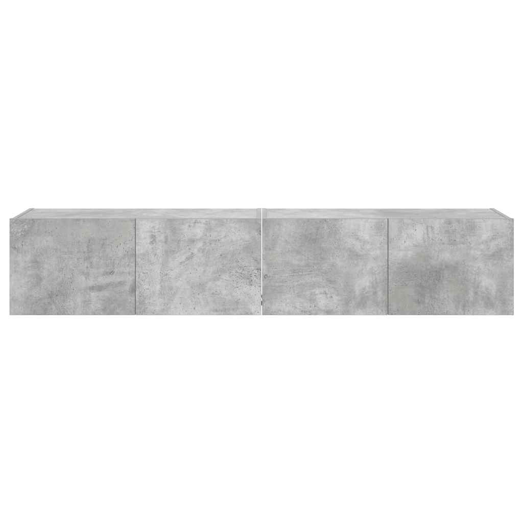TV-Wandschränke mit LED-Leuchten 2 Stk. Betongrau 80x35x31 cm