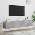 TV-Wandschränke mit LED-Leuchten 2 Stk. Betongrau 80x35x31 cm