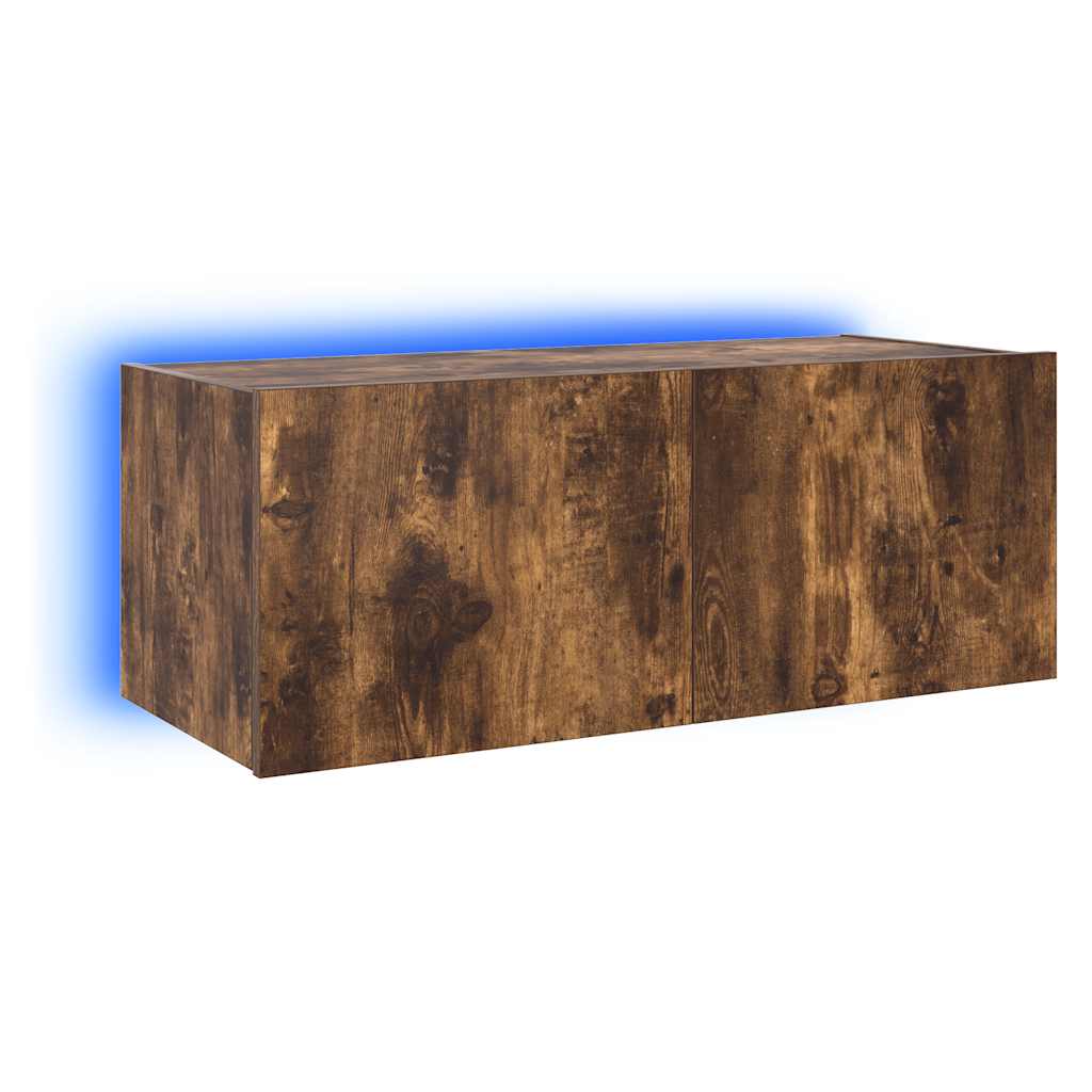 TV-Wandschrank mit LED-Leuchten Räuchereiche 80x35x31 cm