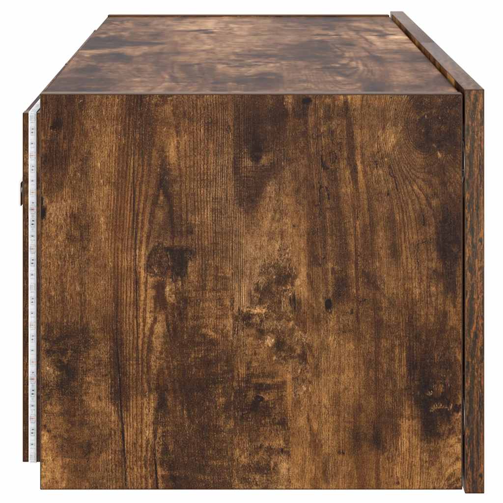 TV-Wandschrank mit LED-Leuchten Räuchereiche 80x35x31 cm