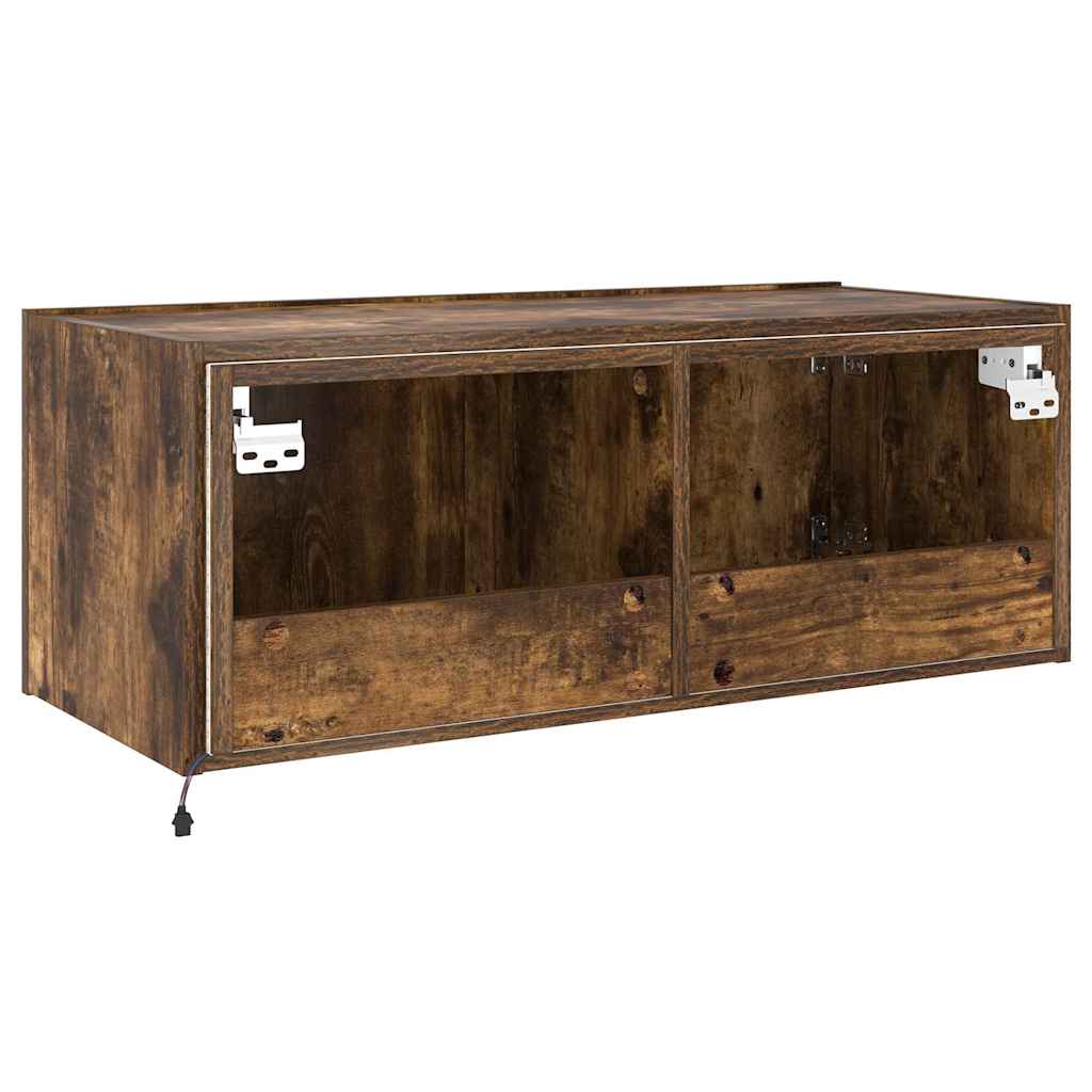 TV-Wandschrank mit LED-Leuchten Räuchereiche 80x35x31 cm