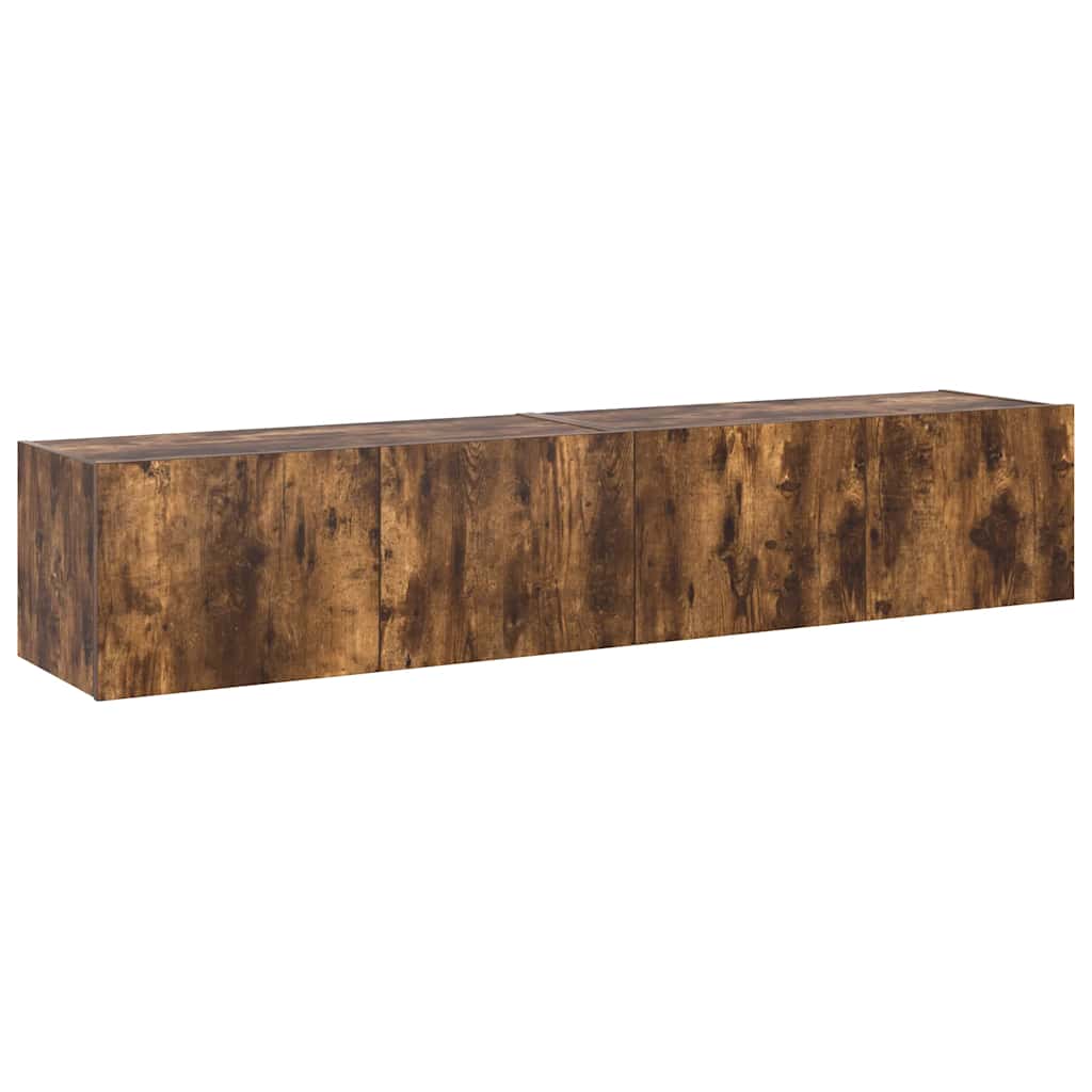 TV-Wandschränke mit LED-Leuchten 2 Stk. Räuchereiche 80x35x31cm