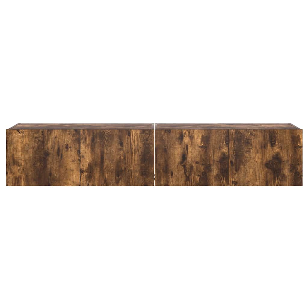 TV-Wandschränke mit LED-Leuchten 2 Stk. Räuchereiche 80x35x31cm
