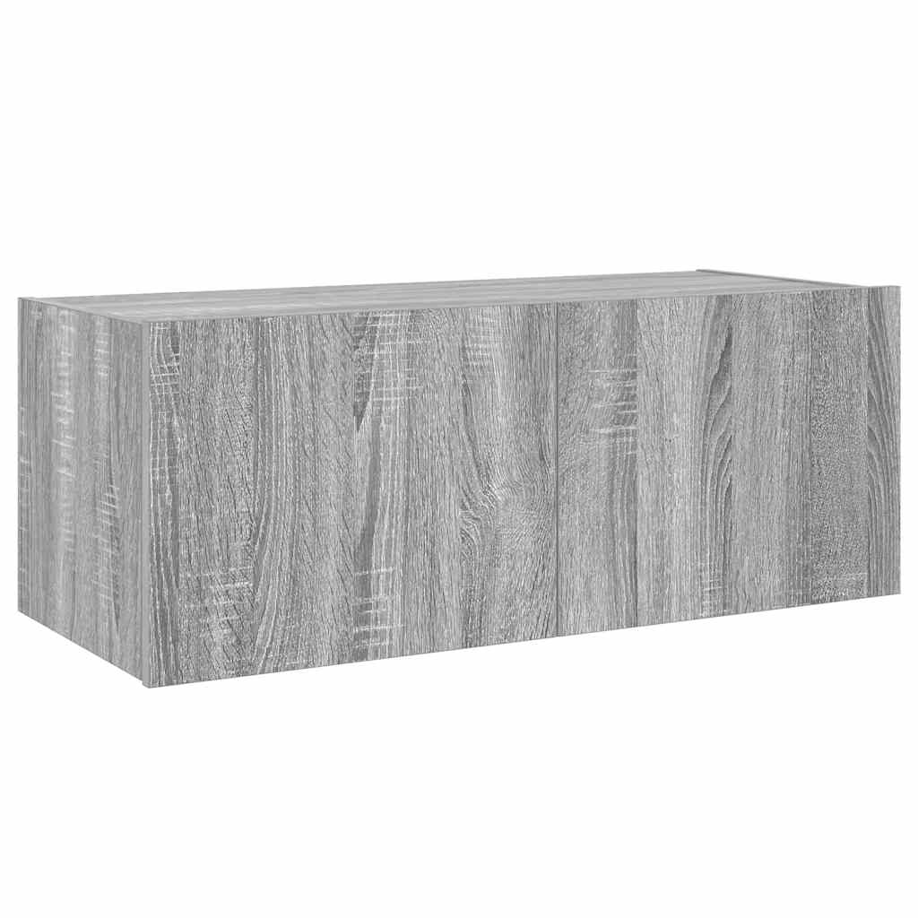TV-Wandschrank mit LED-Leuchten Grau Sonoma 80x35x31 cm