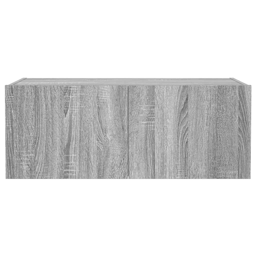 TV-Wandschrank mit LED-Leuchten Grau Sonoma 80x35x31 cm