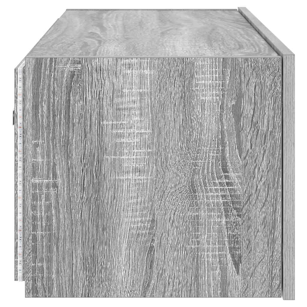 TV-Wandschrank mit LED-Leuchten Grau Sonoma 80x35x31 cm