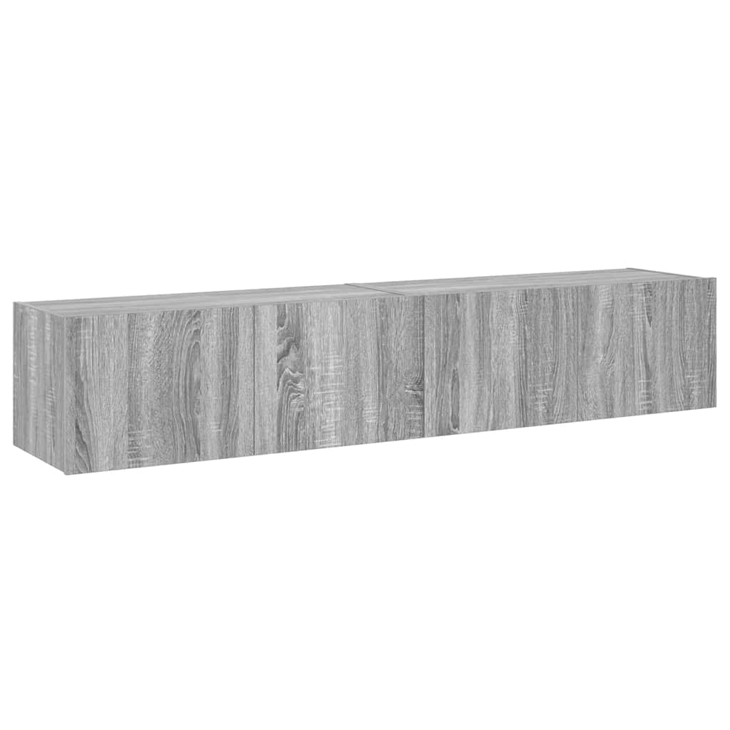 TV-Wandschränke mit LED-Leuchten 2 Stk. Grau Sonoma 80x35x31 cm
