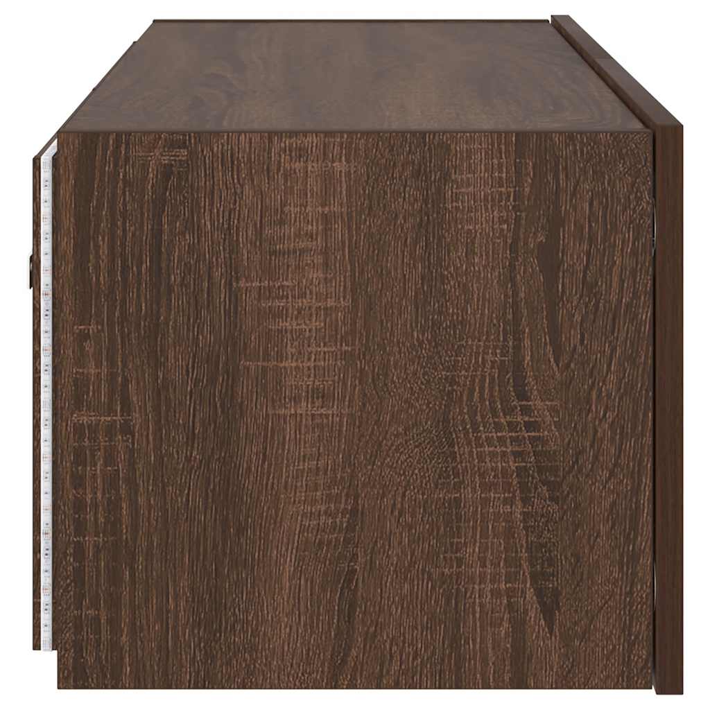 TV-Wandschrank mit LED-Leuchten Braun Eichen-Optik 80x35x31 cm