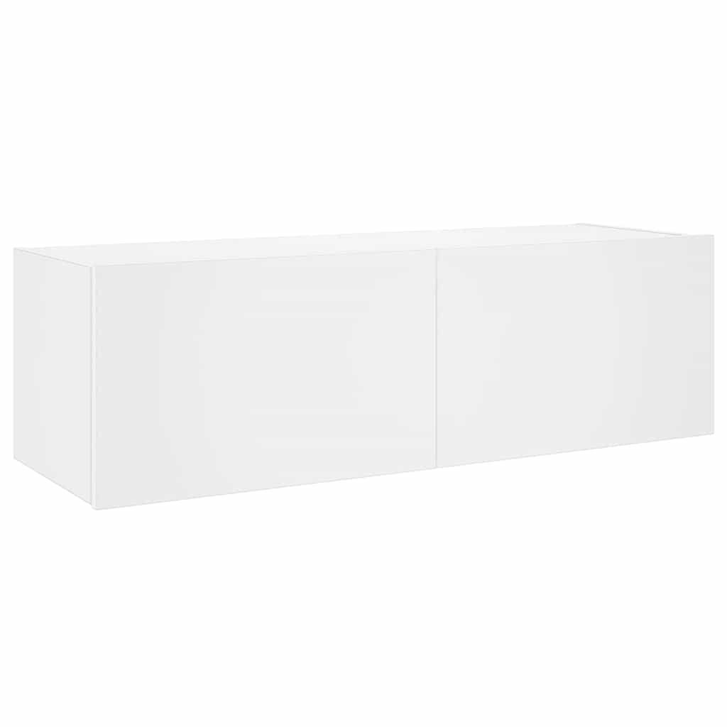 TV-Wandschrank mit LED-Leuchten Weiß 100x35x31 cm