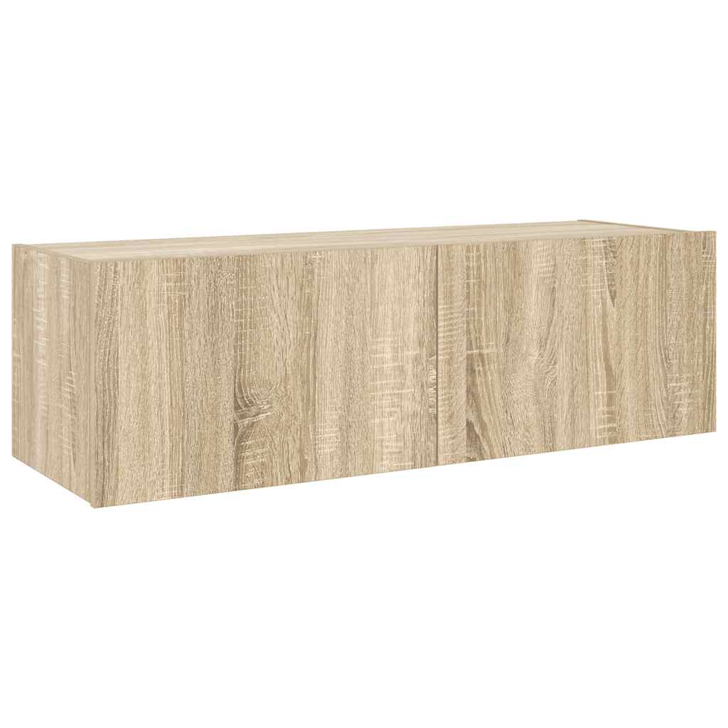 TV-Wandschrank mit LED-Leuchten Sonoma-Eiche 100x35x31 cm