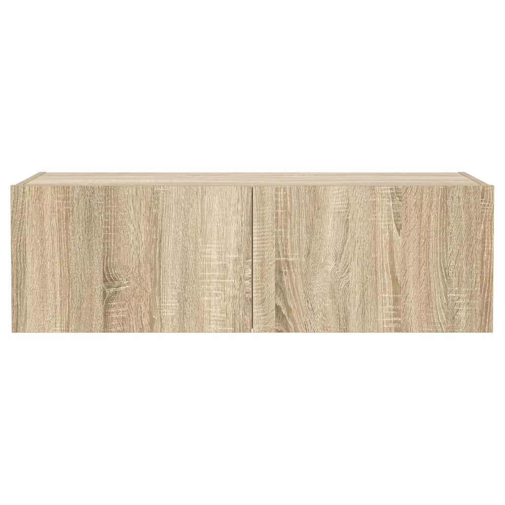 TV-Wandschrank mit LED-Leuchten Sonoma-Eiche 100x35x31 cm