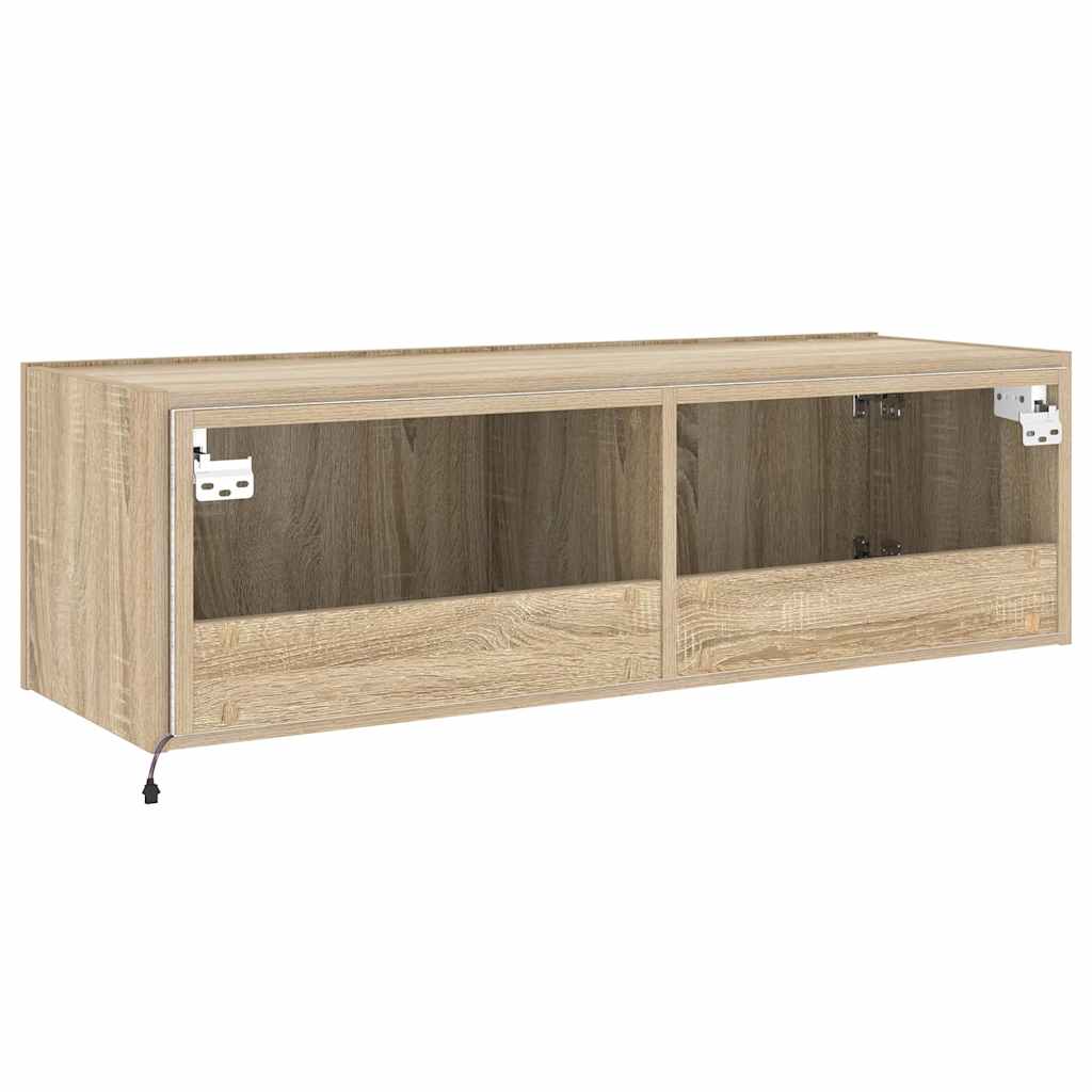 TV-Wandschrank mit LED-Leuchten Sonoma-Eiche 100x35x31 cm