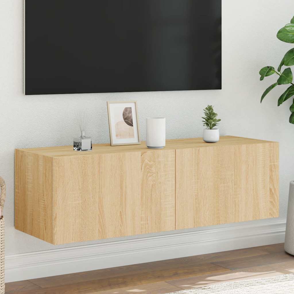 TV-Wandschrank mit LED-Leuchten Sonoma-Eiche 100x35x31 cm