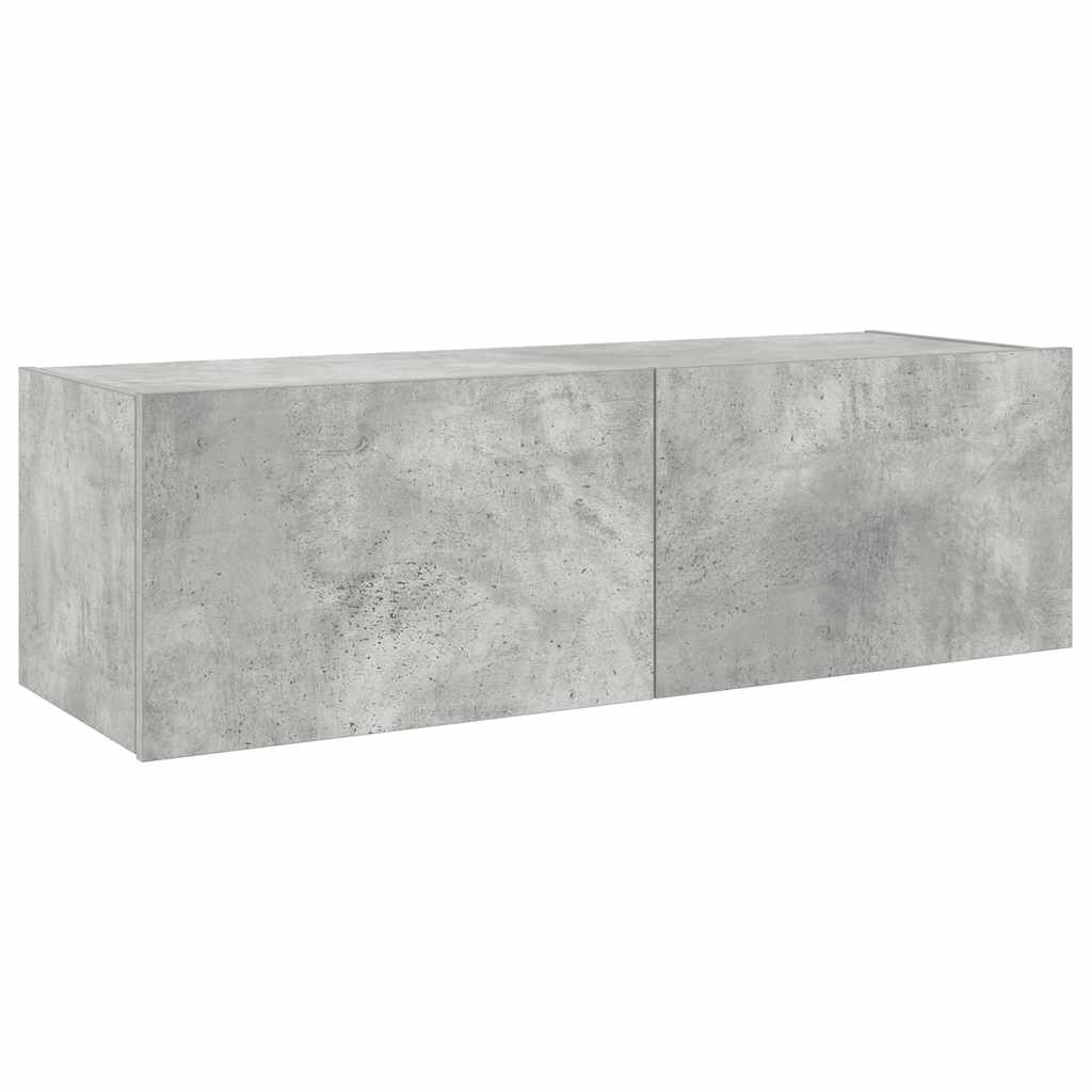TV-Wandschrank mit LED-Leuchten Betongrau 100x35x31 cm