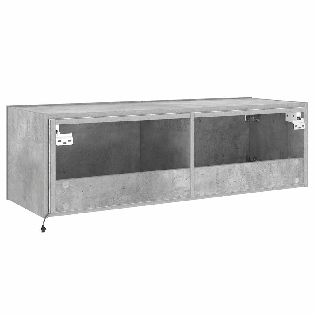TV-Wandschrank mit LED-Leuchten Betongrau 100x35x31 cm