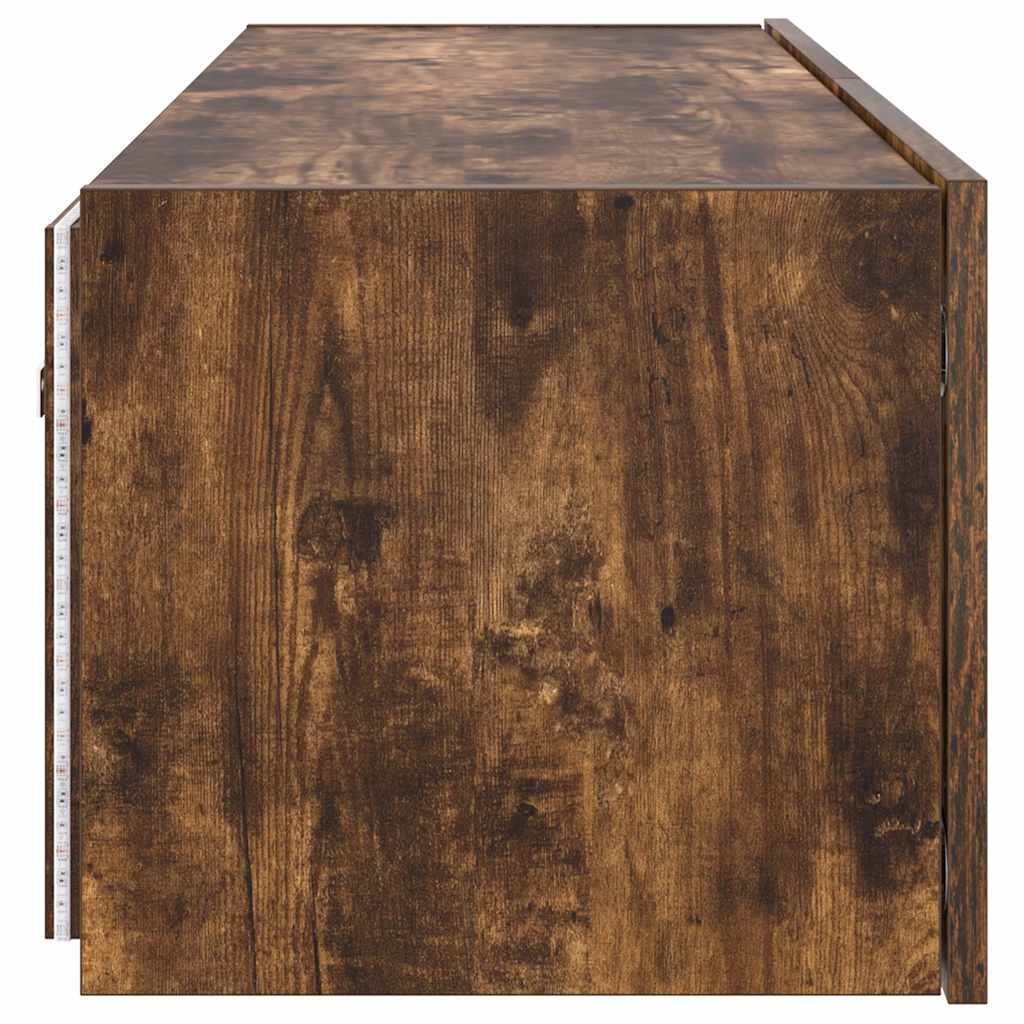 TV-Wandschrank mit LED-Leuchten Räuchereiche 100x35x31 cm