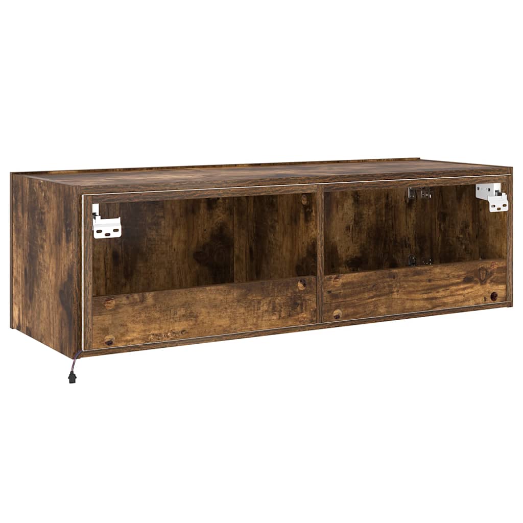 TV-Wandschrank mit LED-Leuchten Räuchereiche 100x35x31 cm