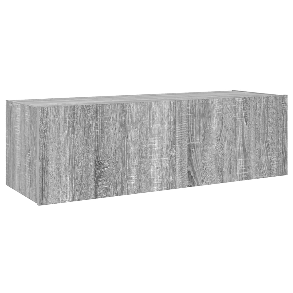 TV-Wandschrank mit LED-Leuchten Grau Sonoma 100x35x31 cm