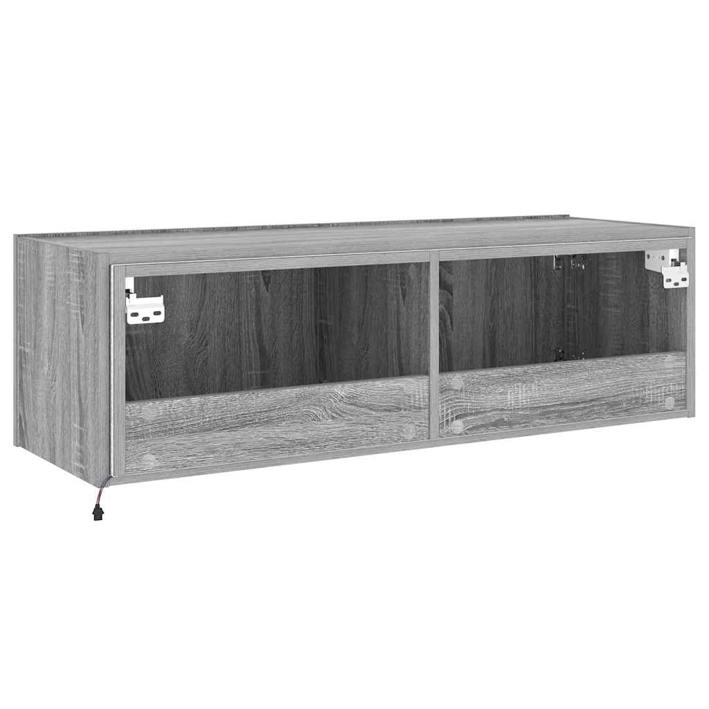 TV-Wandschrank mit LED-Leuchten Grau Sonoma 100x35x31 cm