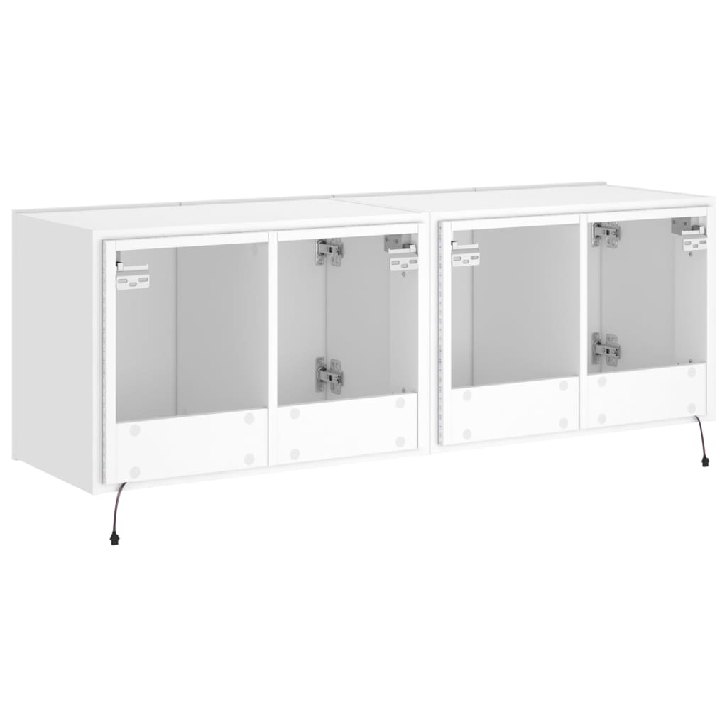 TV-Wandschränke mit LED-Leuchten 2 Stk. Weiß 60x35x41 cm