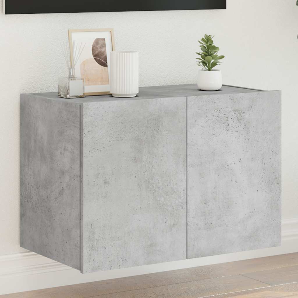 TV-Wandschrank mit LED-Leuchten Betongrau 60x35x41 cm