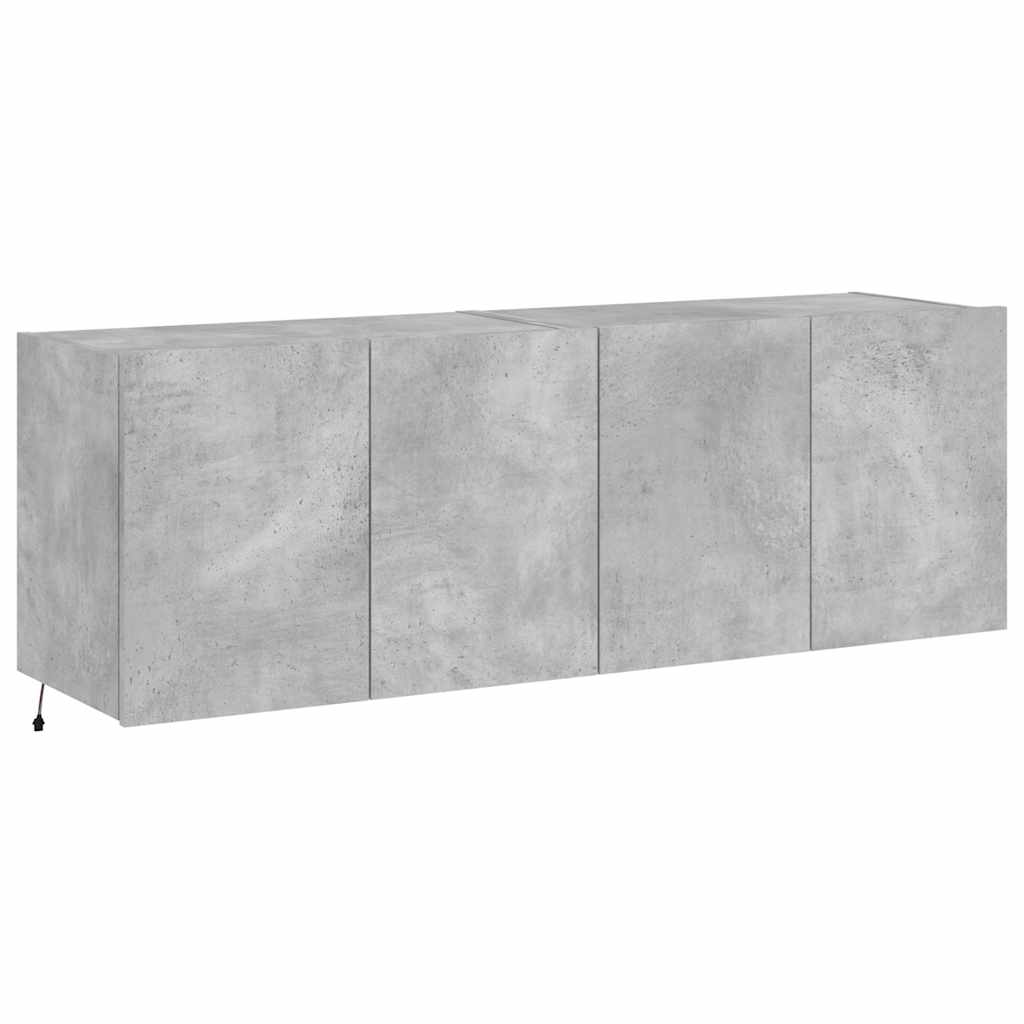TV-Wandschränke mit LED-Leuchten 2 Stk. Betongrau 60x35x41 cm