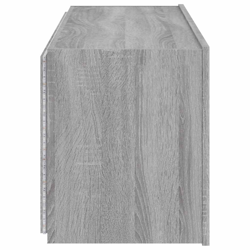 TV-Wandschränke mit LED-Leuchten 2 Stk. Grau Sonoma 60x35x41 cm