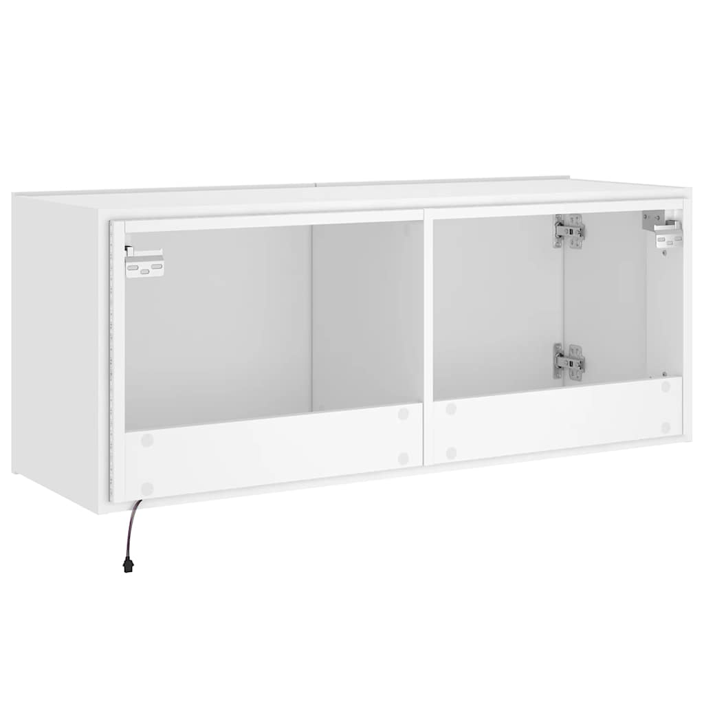 TV-Wandschrank mit LED-Leuchten Weiß 100x35x41 cm