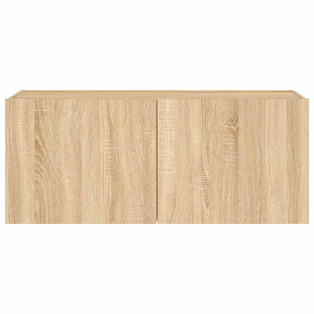 TV-Wandschrank mit LED-Leuchten Sonoma-Eiche 100x35x41 cm