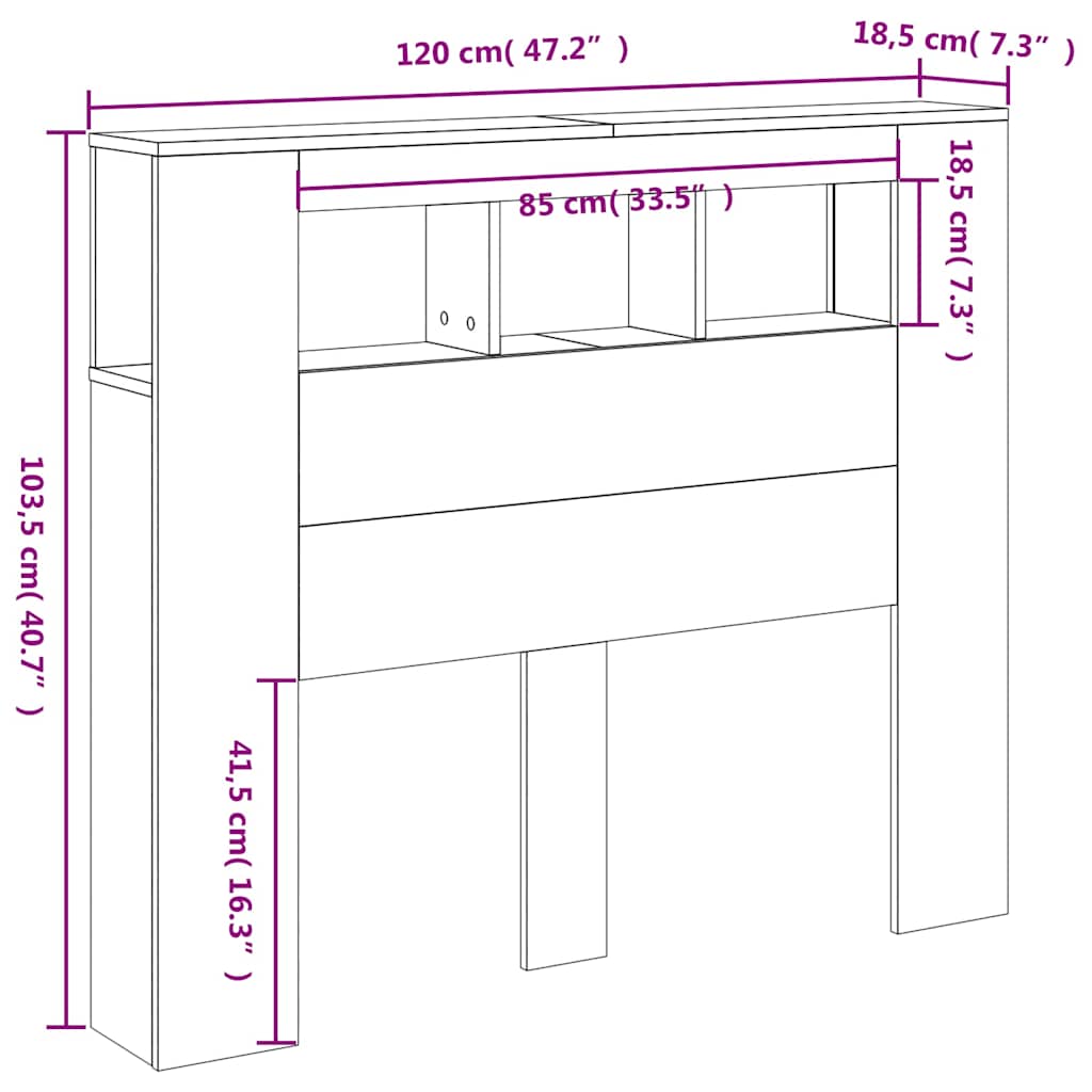 LED-Kopfteil Räuchereiche 120x18,5x103,5 cm Holzwerkstoff