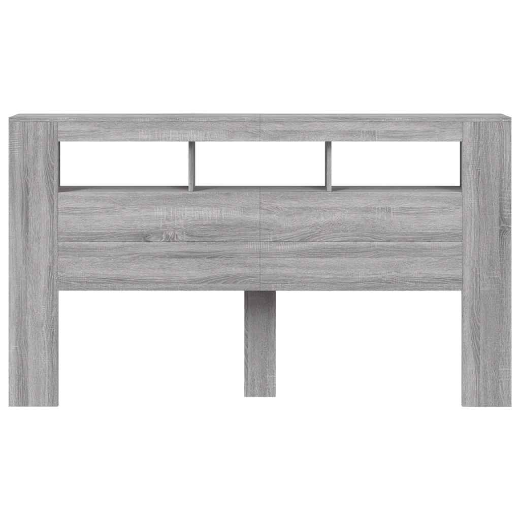 LED-Kopfteil Grau Sonoma 180x18,5x103,5 cm Holzwerkstoff