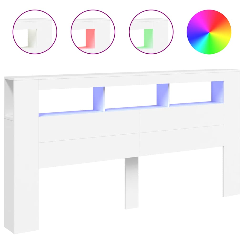 LED-Kopfteil Weiß 200x18,5x103,5 cm Holzwerkstoff