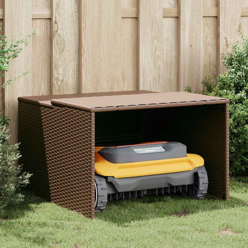 Mähroboter-Garage Braun 86x90x52/57 cm Poly Rattan