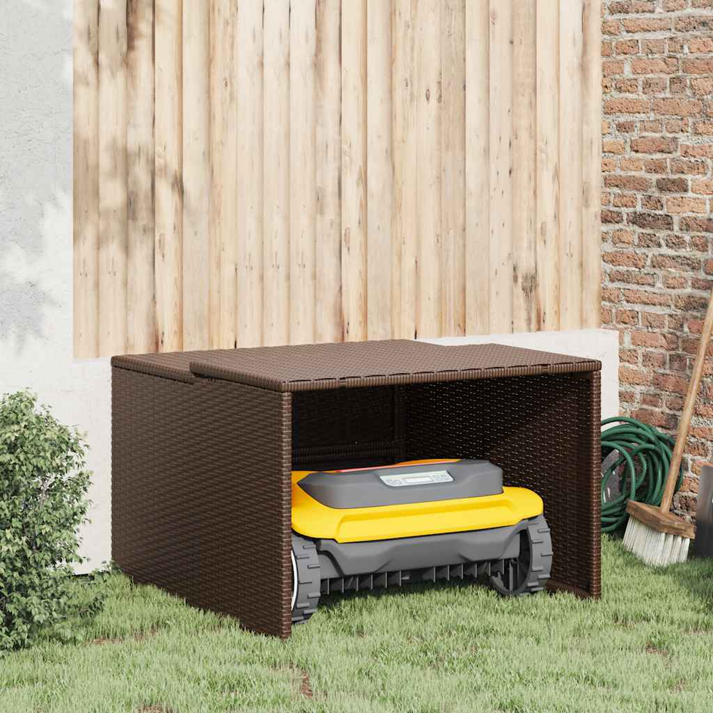 Mähroboter-Garage Braun 86x90x52/57 cm Poly Rattan