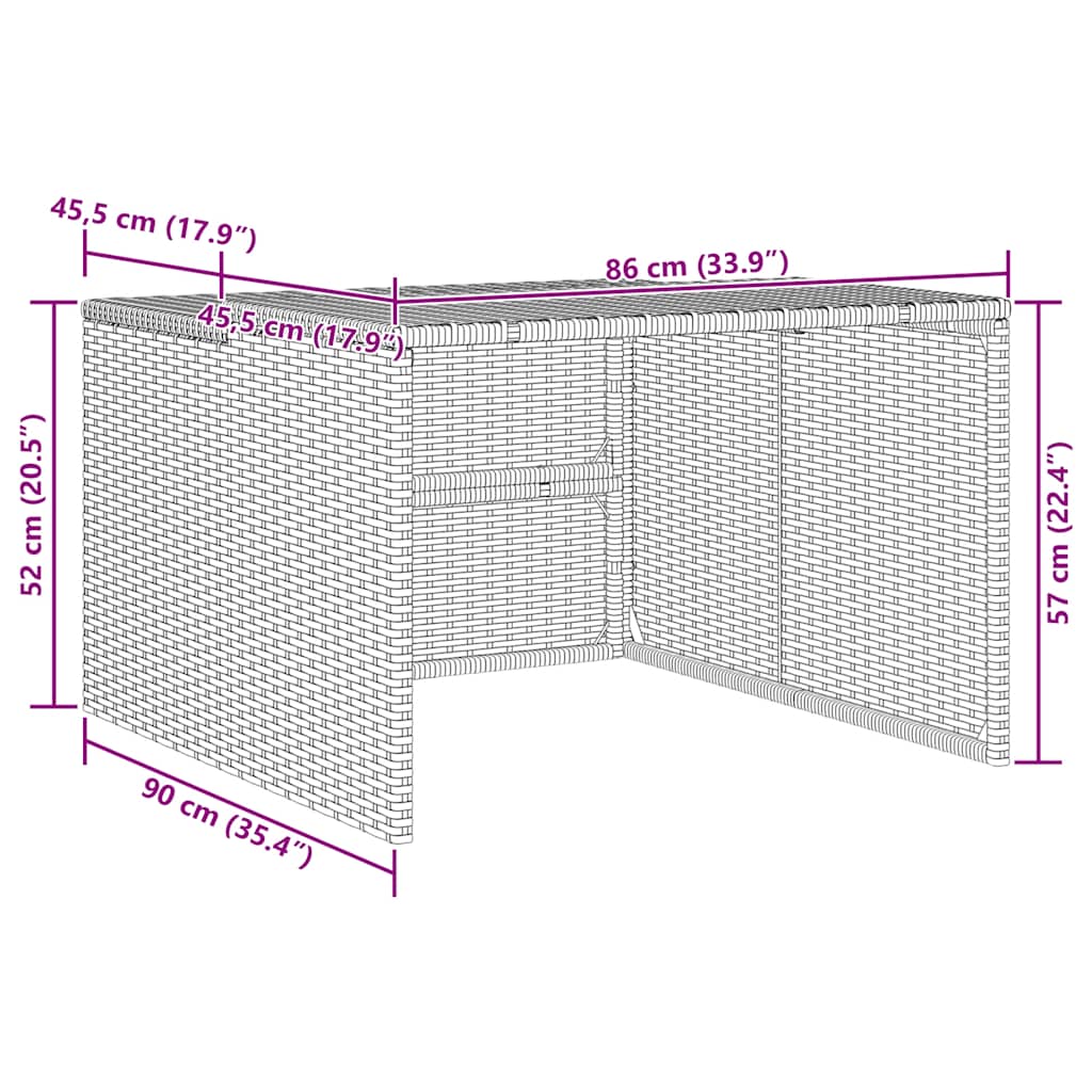 Mähroboter-Garage Grau 86x90x52/57 cm Poly Rattan