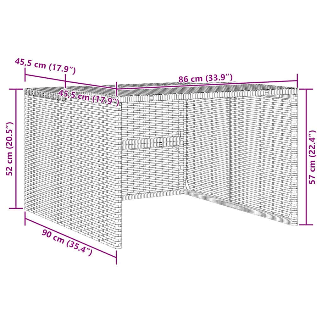 Mähroboter-Garage Beige 86x90x52/57 cm Poly Rattan