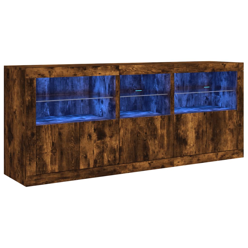 Sideboard mit LED-Leuchten Räuchereiche 162x37x67 cm