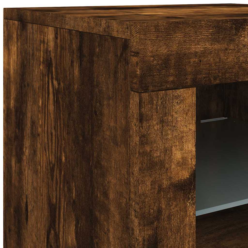 Sideboard mit LED-Leuchten Räuchereiche 202x37x67 cm