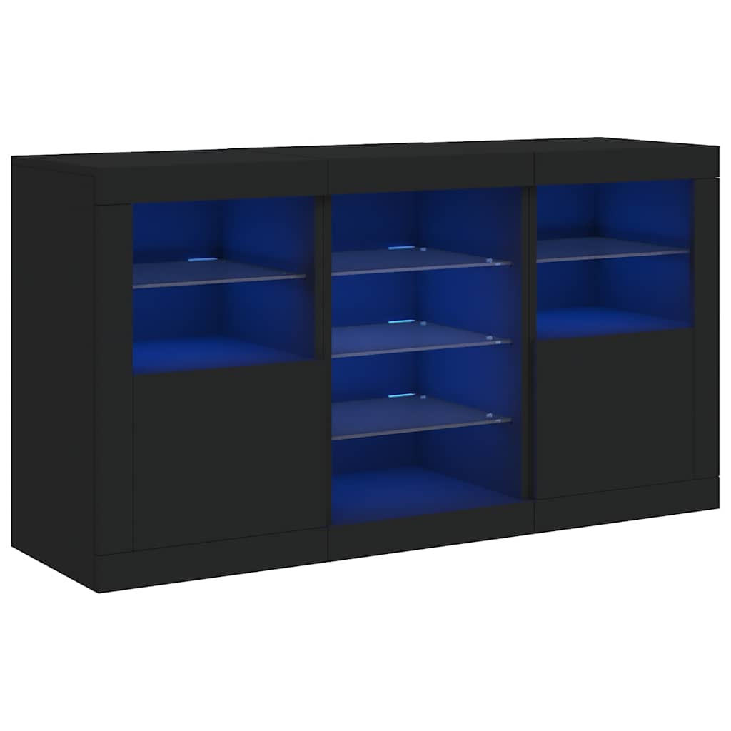 Sideboard mit LED-Leuchten Schwarz 123x37x67 cm