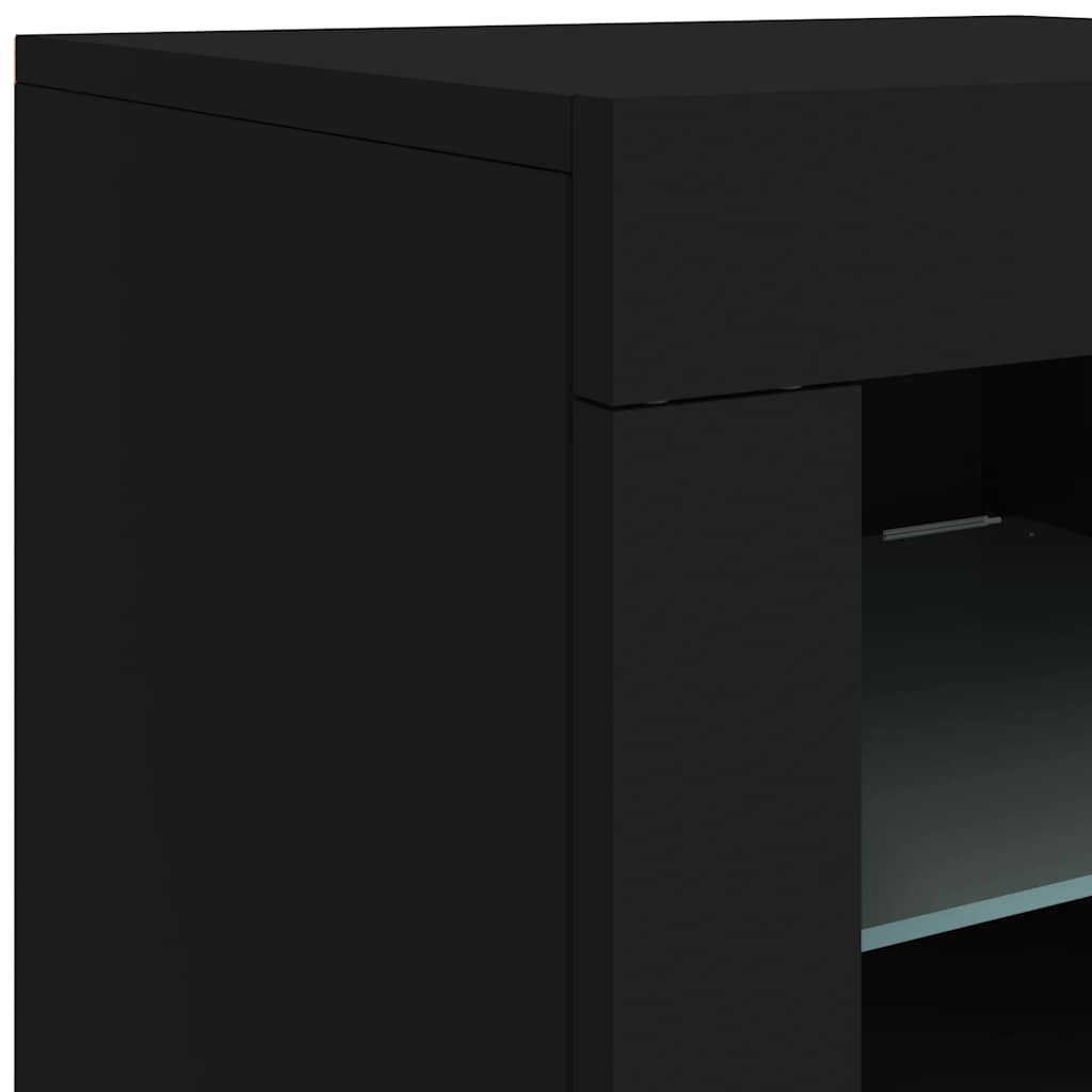 Sideboard mit LED-Leuchten Schwarz 123x37x67 cm