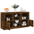 Sideboard mit LED-Leuchten Räuchereiche 123x37x67 cm