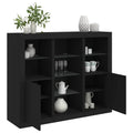 Sideboards mit LED-Leuchten 3 Stk. Schwarz Holzwerkstoff
