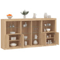 Sideboard mit LED-Leuchten Sonoma-Eiche 202x37x100 cm