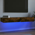 TV-Schränke mit LED-Leuchten 2 Stk. Räuchereiche 60x35x15,5 cm