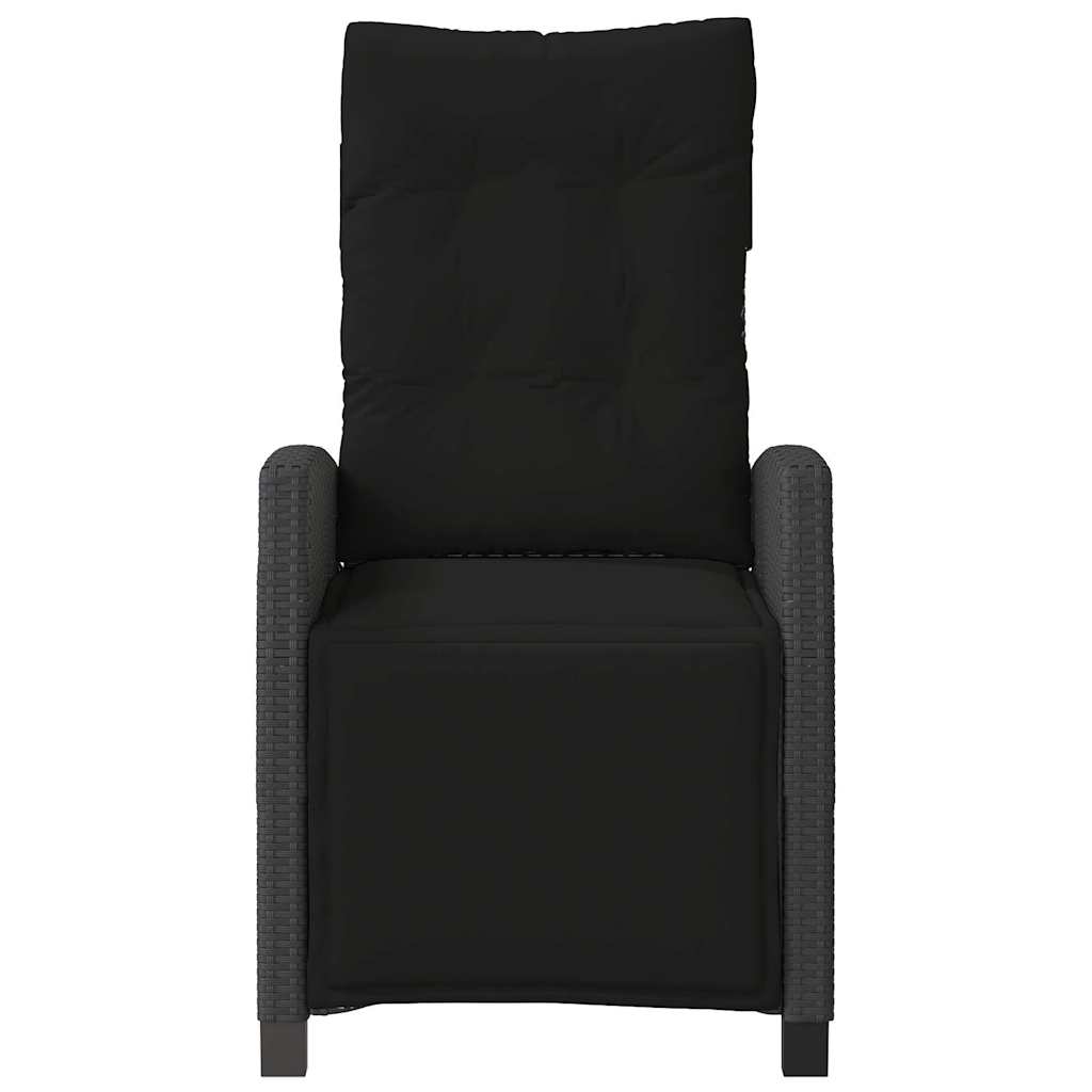 Gartensessel mit Fußteil 2 Stk. Verstellbar Schwarz Poly Rattan