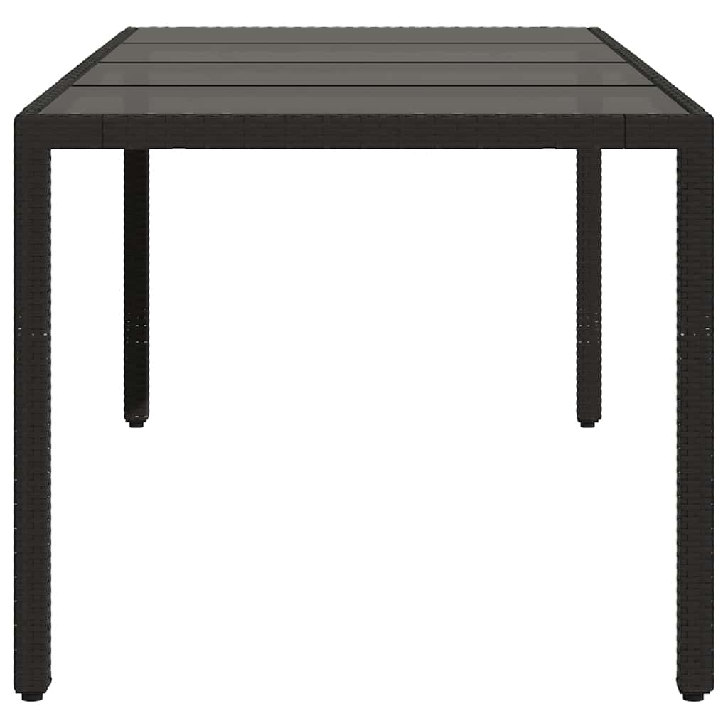 Gartentisch mit Glasplatte Schwarz 190x90x75 cm Poly Rattan