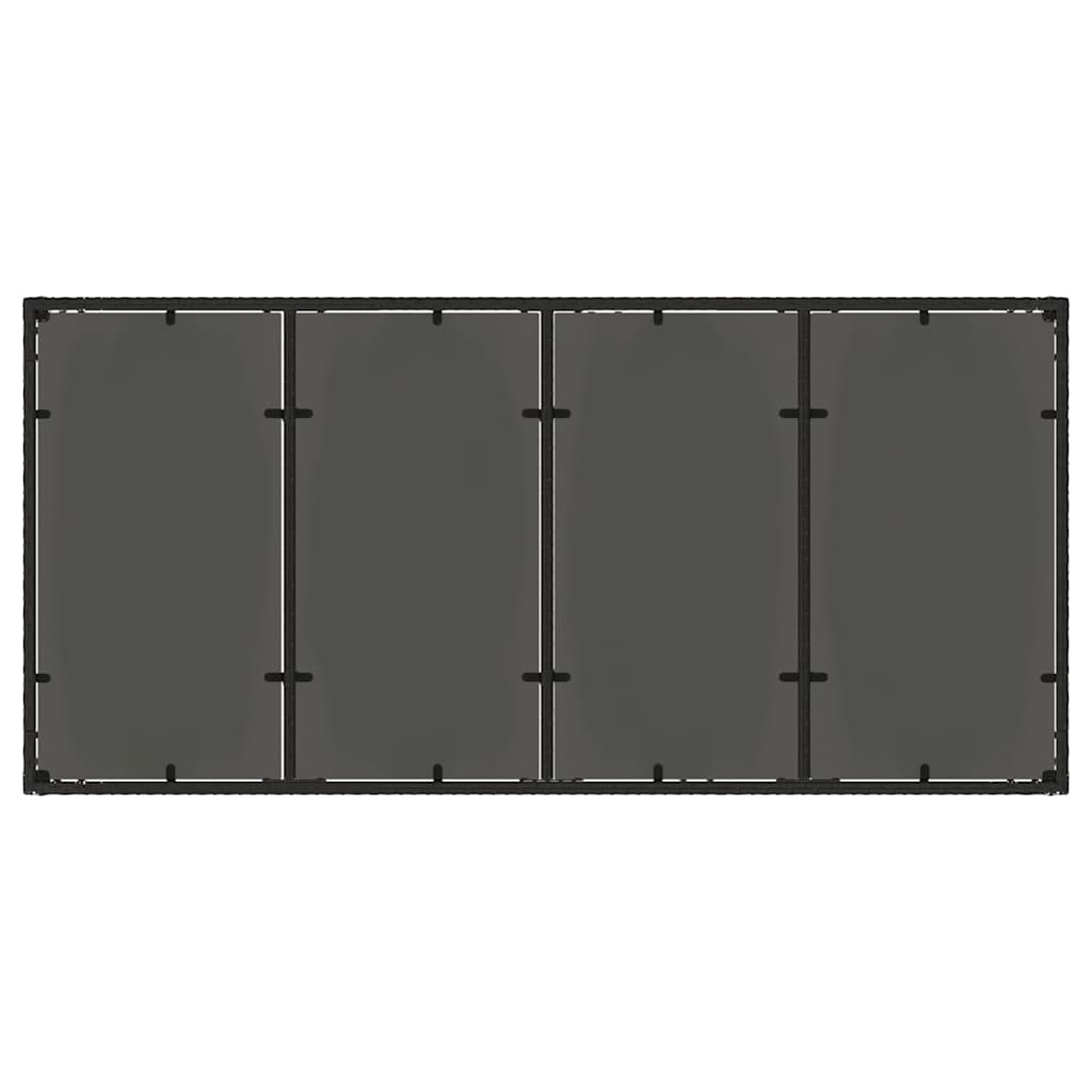 Gartentisch mit Glasplatte Schwarz 190x90x75 cm Poly Rattan
